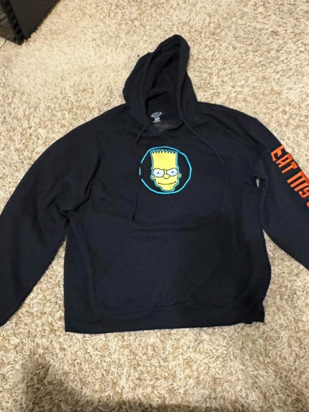 The Simpsons Bart Simpson Black Hoodie Mens L Cartoon Graphic Pullover